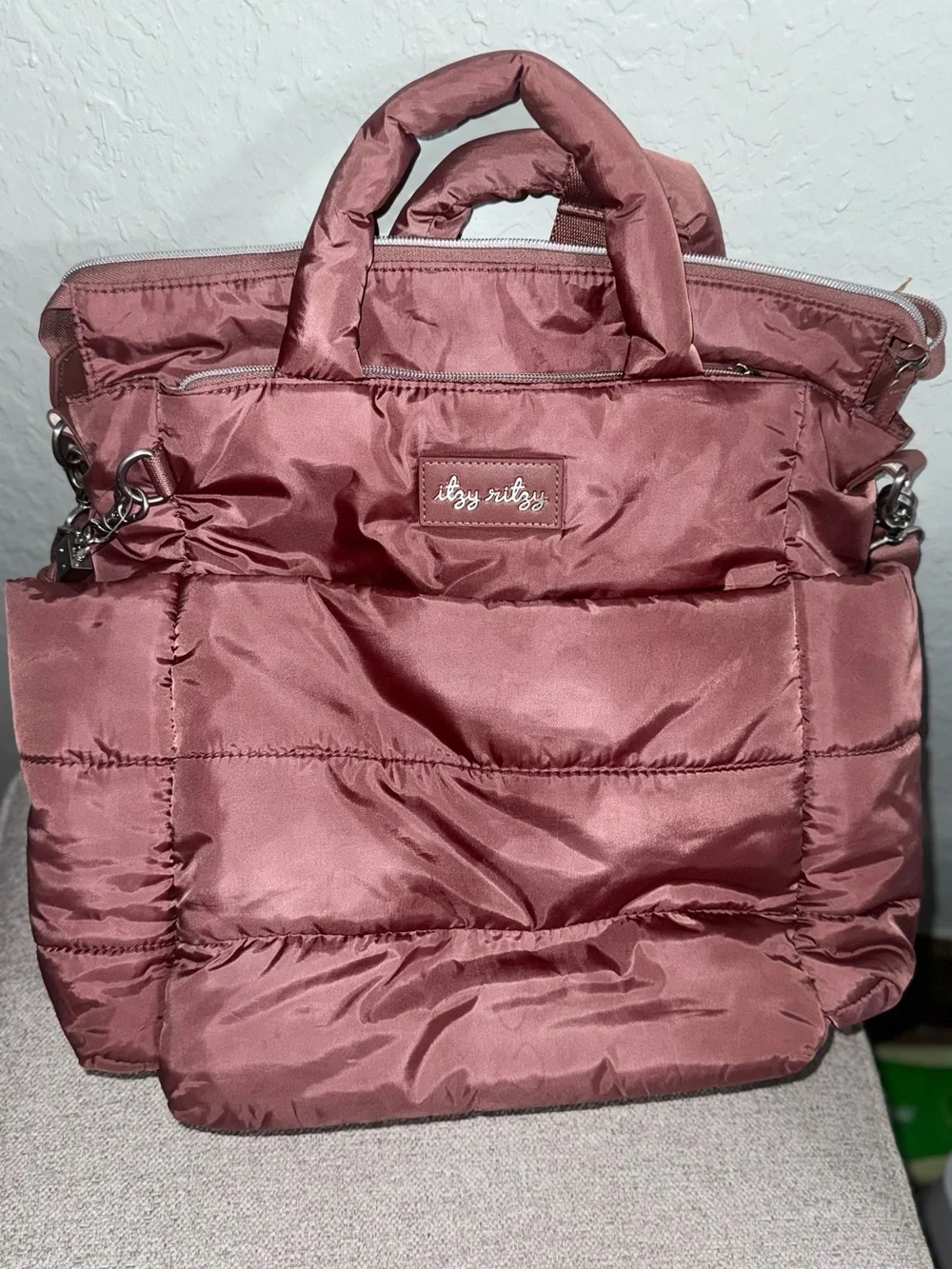 Itzy Ritzy Quilted Tote in Dusty Rose